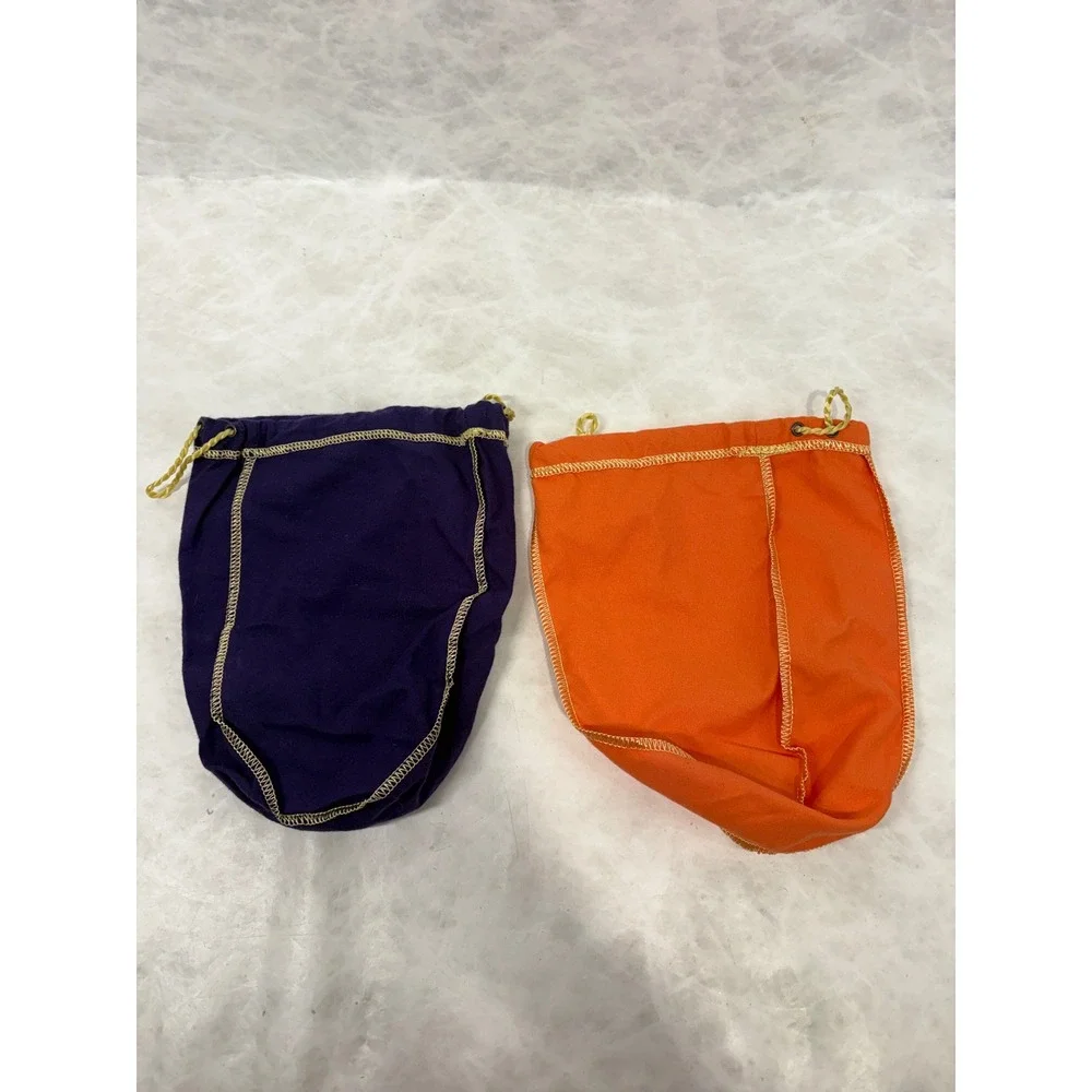 Crown Royal Drawstring Bag Set Purple Felt and Orange Canvas 2 Piece Lot